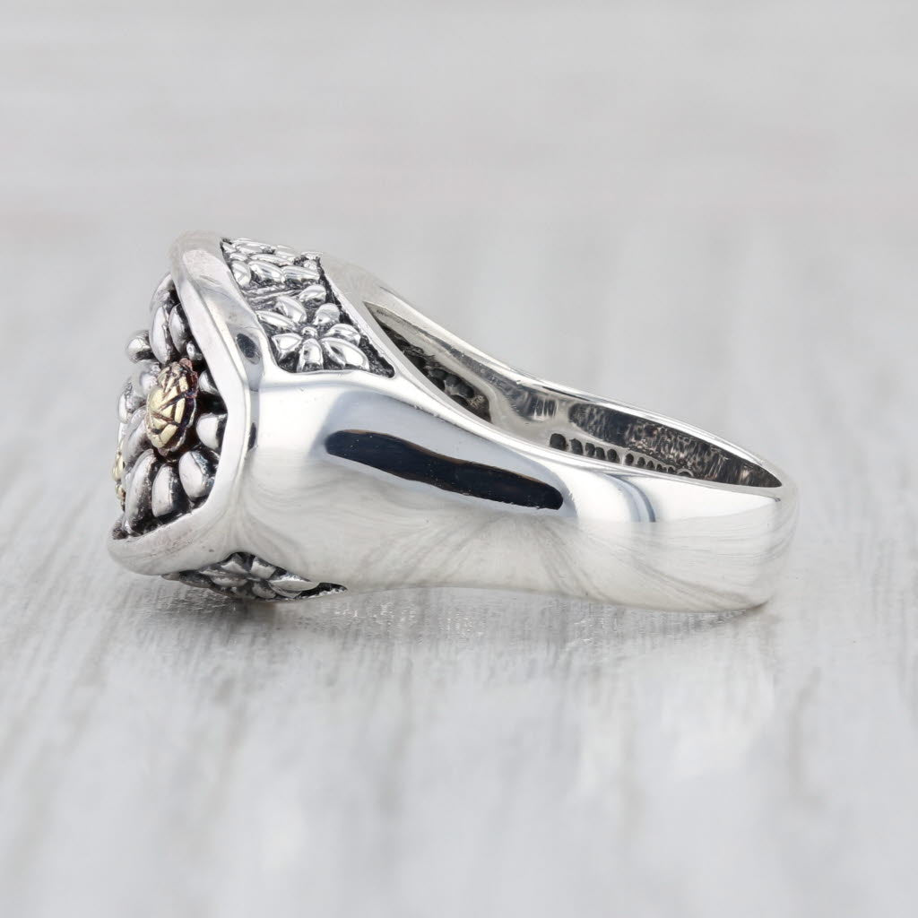 Ann King Sunflower Daisy Ring Sterling Silver 18k Gold Size 7 Floral Statement