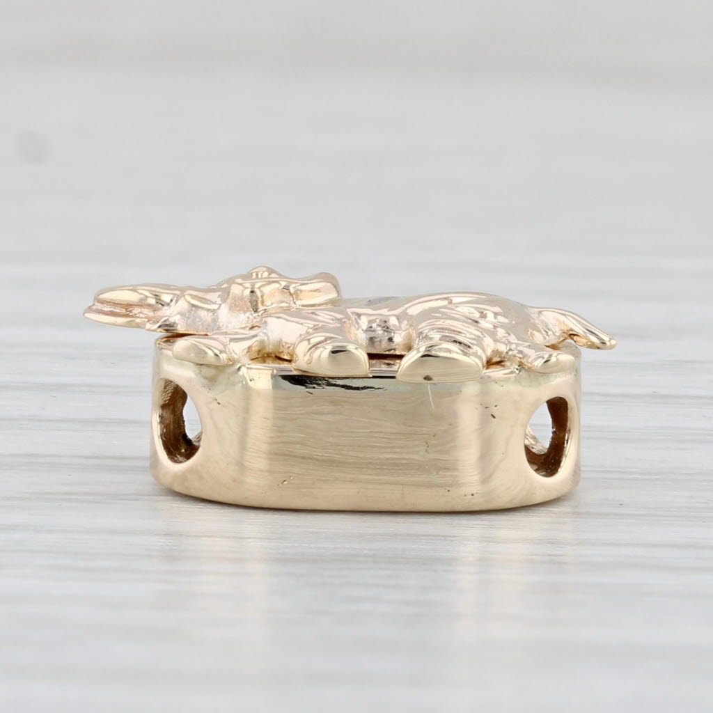 Light Gray Vintage Diamond Elephant Slide Bracelet Charm 14k Yellow Gold