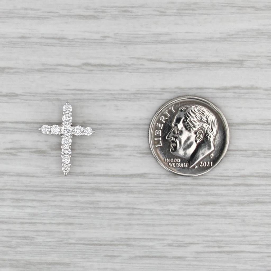 Roberto Coin Tiny Treasures Small 0.39ctw Diamond Cross Pendant 18k White Gold