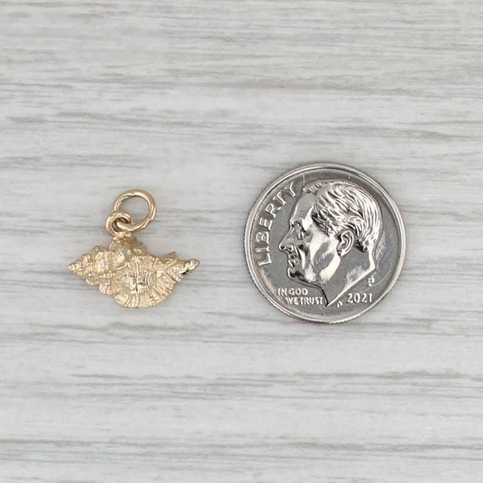 Conch Shell Charm 14k Yellow Gold Small Drop