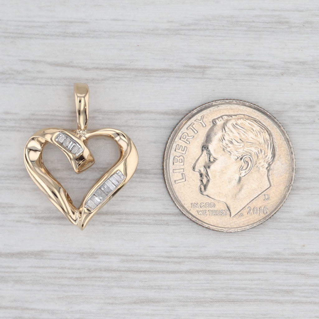 Light Gray 0.10ctw Diamond Open Heart Pendant 10k Yellow Gold