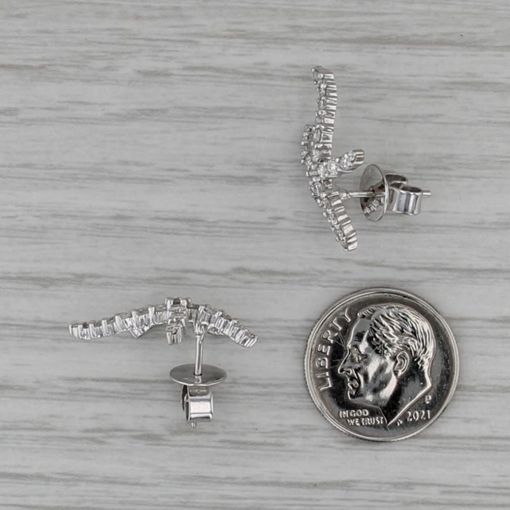 0.82ctw Diamond Starfish Stud Earrings 18k White Gold Studs Nautical