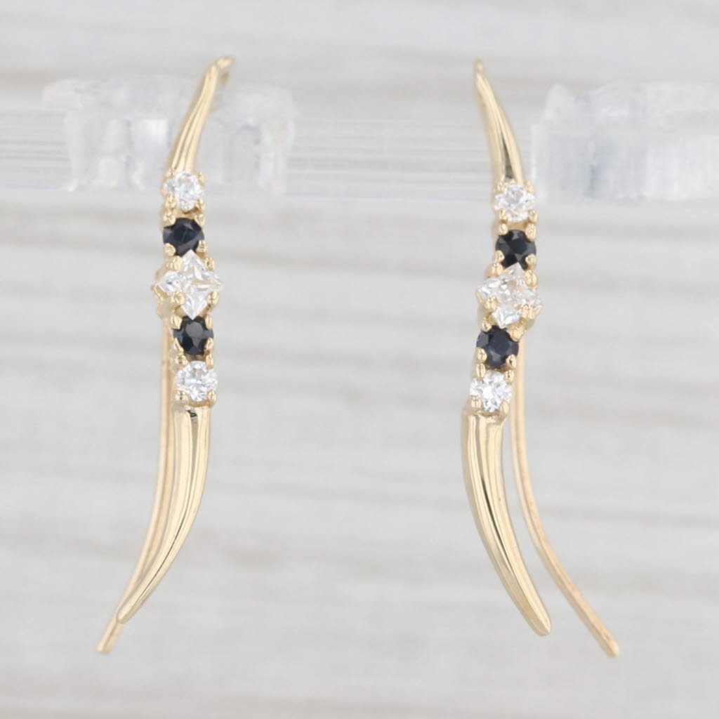 Light Gray 0.52ctw Blue Sapphire Cubic Zirconia Drop Earrings 14k Yellow Gold Hook Posts