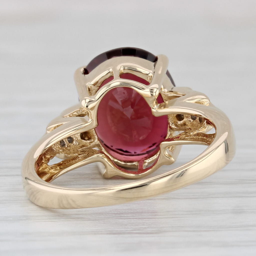 Light Gray 7.40ctw Oval Pink Tourmaline Diamond Ring 14k Yellow Gold Size 7