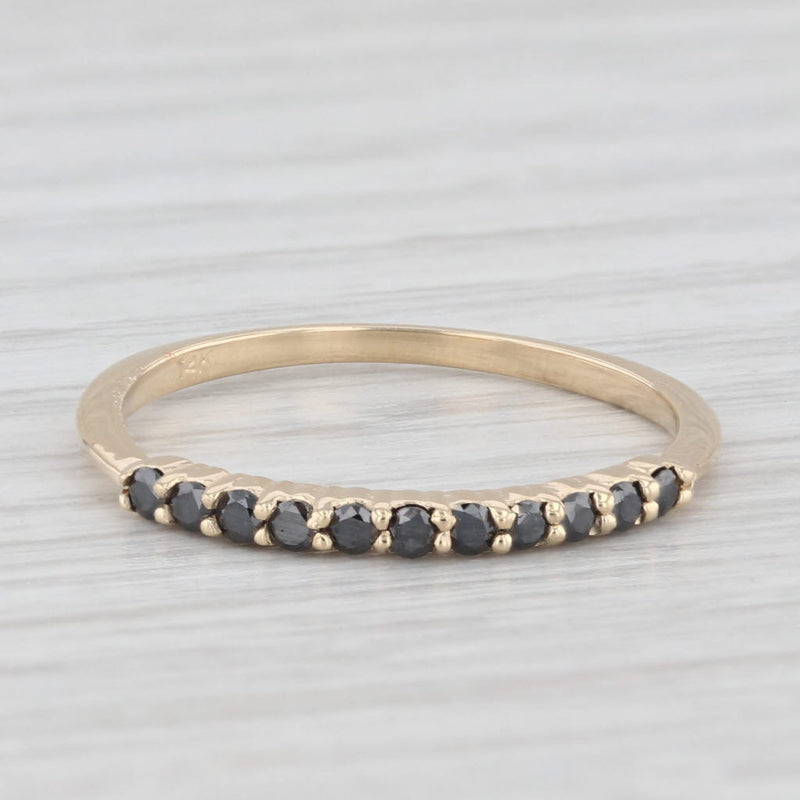 0.16ctw Black Diamond Wedding Band 14k Yellow Gold Size 7 Stackable Ring