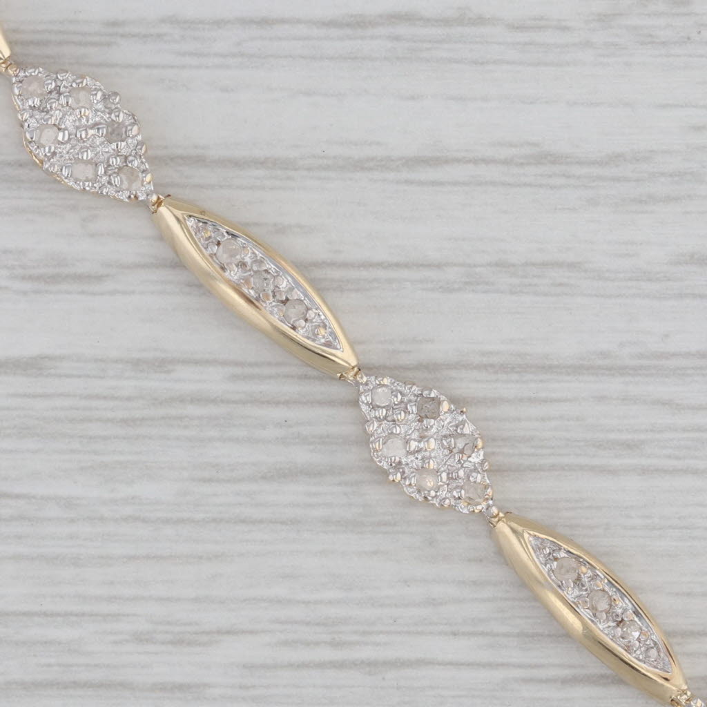 Gray 0.60ctw Diamond Cluster Bracelet 10k Yellow Gold 7.5" 6mm