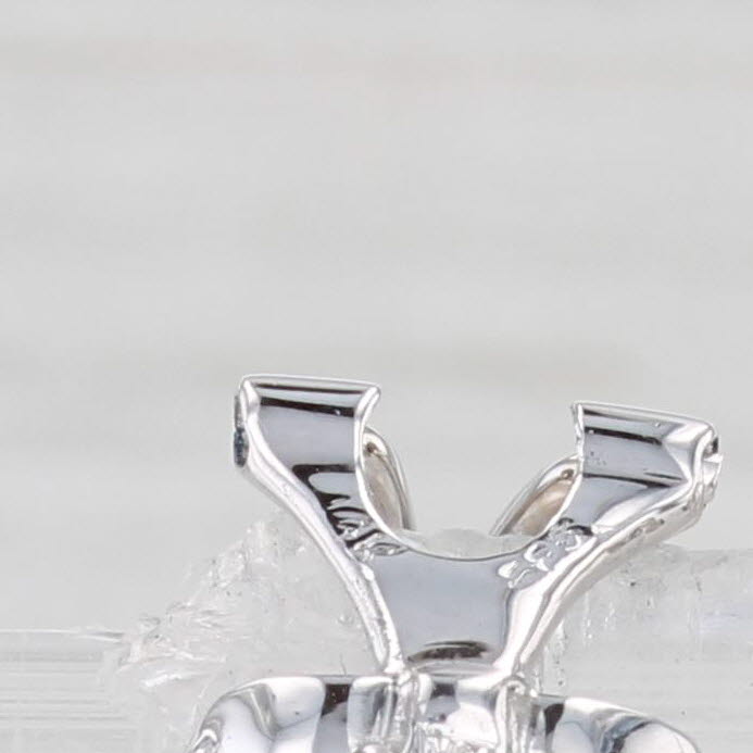 Light Gray Mother of Pearl Ceramic Diamond Drop Earrings 14k Gold Omega Backs