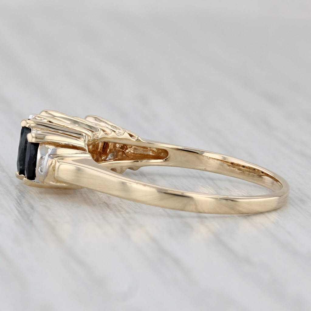 Gray 0.67ctw Blue Sapphire Diamond Ring 10k Yellow Gold Stackable Size 7.25
