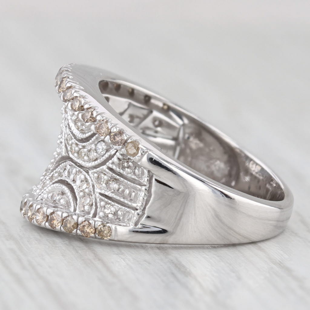 0.58ctw Concave Diamond Ring 10k White Gold Size 6.75 Cocktail