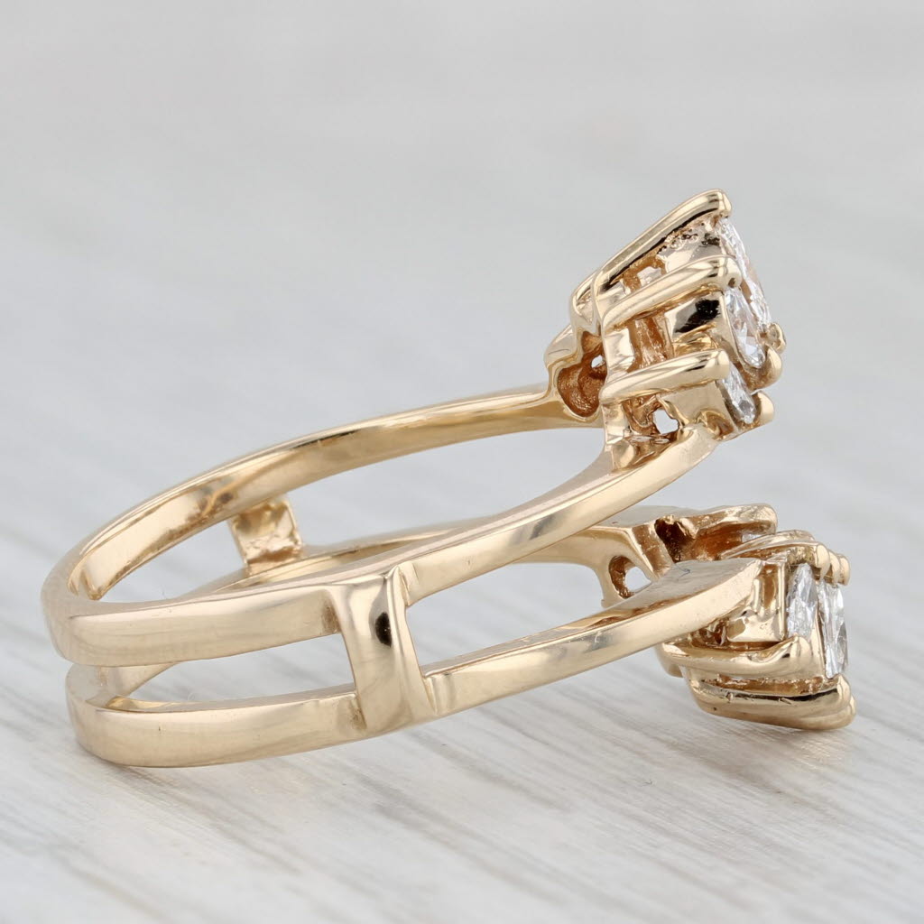 Light Gray 0.60ctw Diamond Ring Jacket Wrap 14k Yellow Gold Size 7.75 Wedding Band