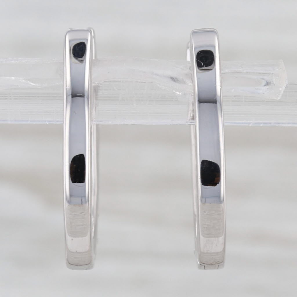 1ctw Diamond Hoop Earrings 14k White Gold Hinged Snap Top Hoops