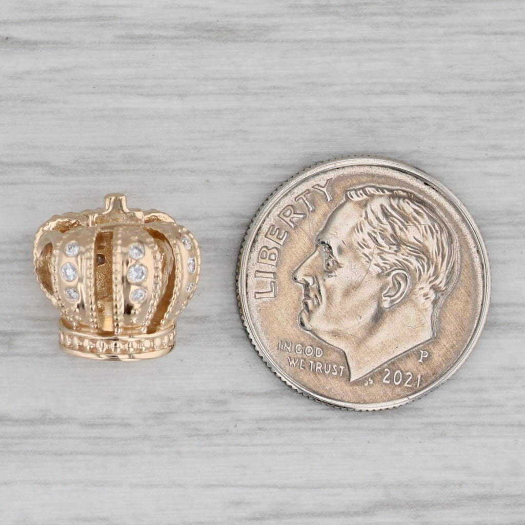 Gray Authentic Pandora Diamond Royal Crown Charm 750453D 14k Gold Retired Bead