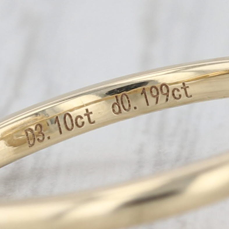 New IGI 3.30ctw Emerald Cut Lab Grown Diamond Engagement Ring 14k Yellow Gold