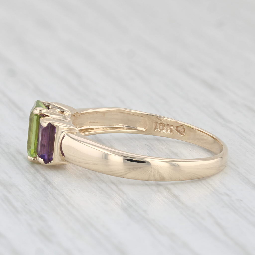 Light Gray 1.59ctw Peridot Amethyst Ring 10k Yellow Gold Size 9