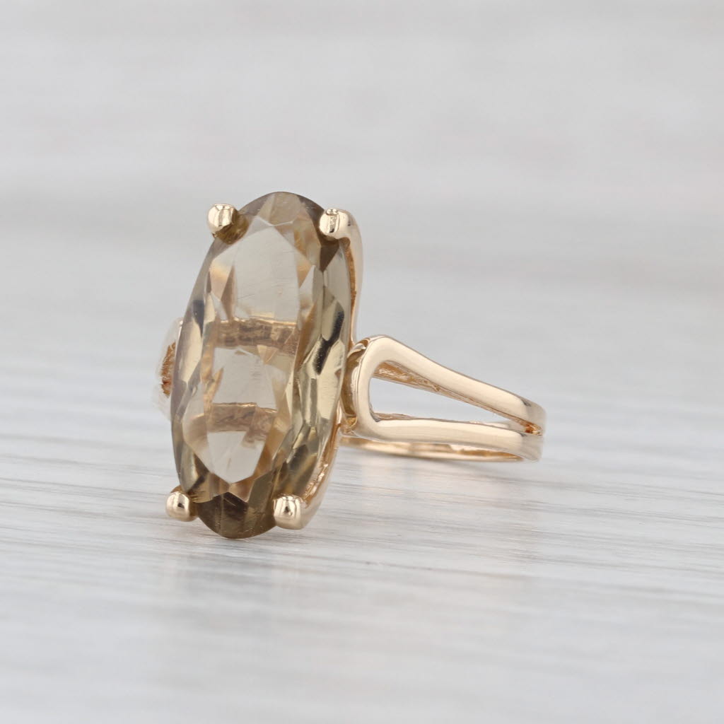 4.12ct Oval Smoky Quartz Solitaire Ring 14k Yellow Gold Size 7.25