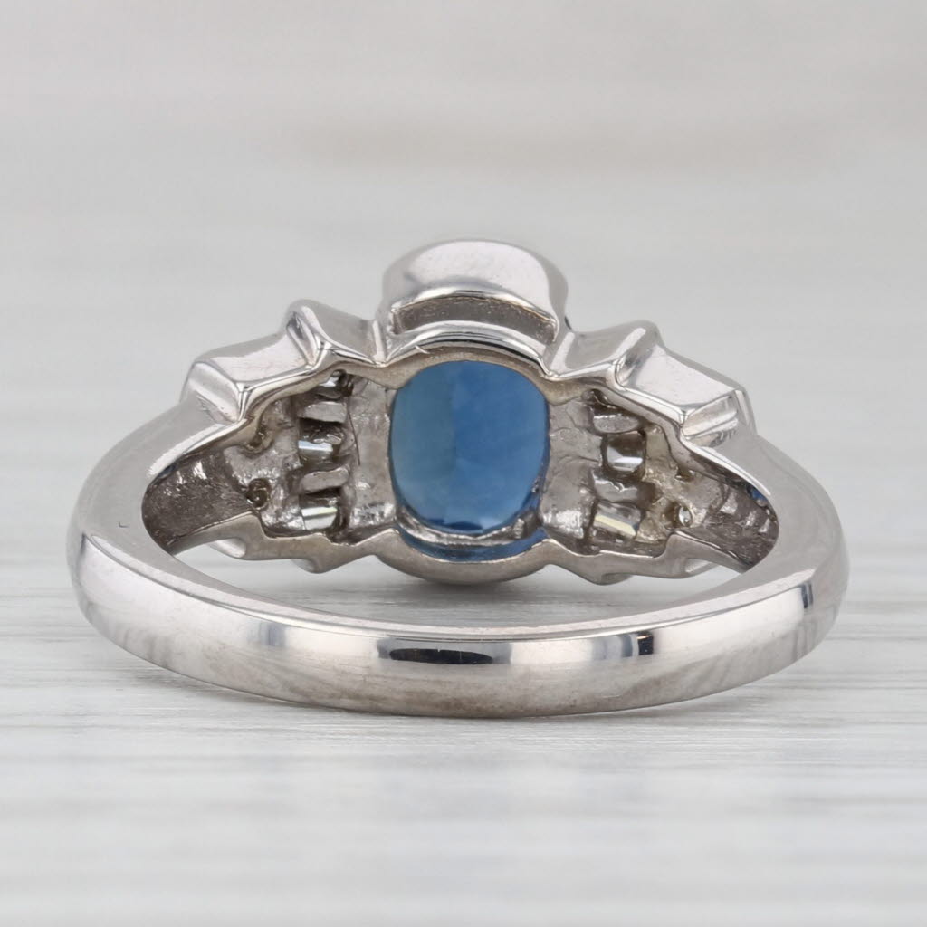 Light Gray 2.04ctw Blue Sapphire Diamond Ring 14k White Gold Size 6.5 Engagement