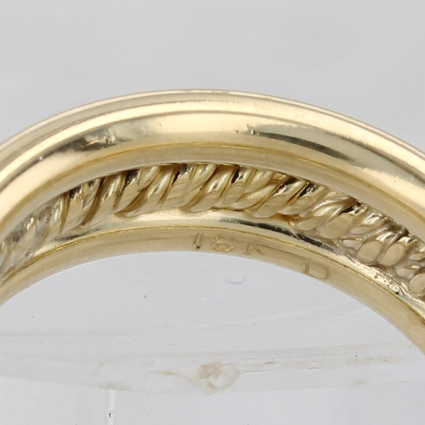 Gray Rope Center Wide Band Ring 18k Yellow Gold Size 6 Wedding Stackable