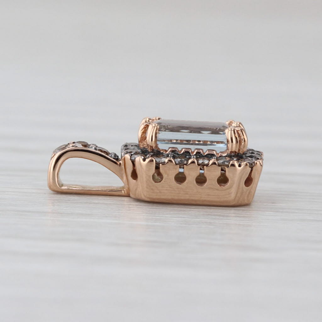 Le Vian 0.83ctw Aquamarine Diamond Halo Pendant 14k Yellow Gold Small Drop