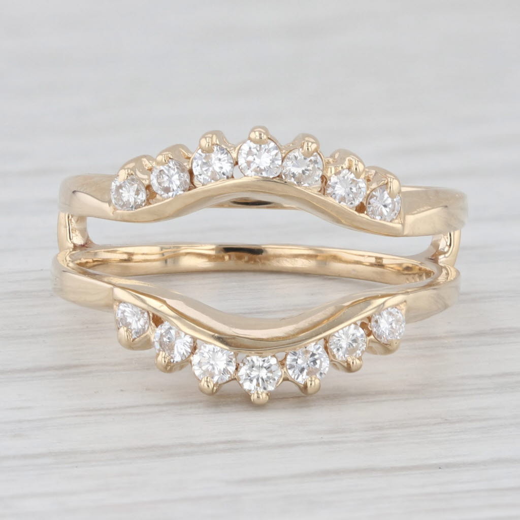 Light Gray 0.40ctw Diamond Ring Jacket 14k Yellow Gold Size 6.5 Guard Bridal Wedding