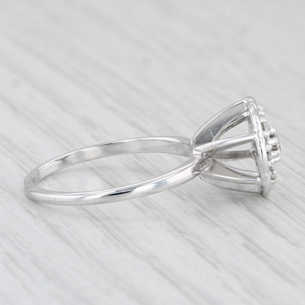 Light Gray 0.44ctw Diamond Cluster Ring 10k White Gold Vintage Engagement Size 7.5