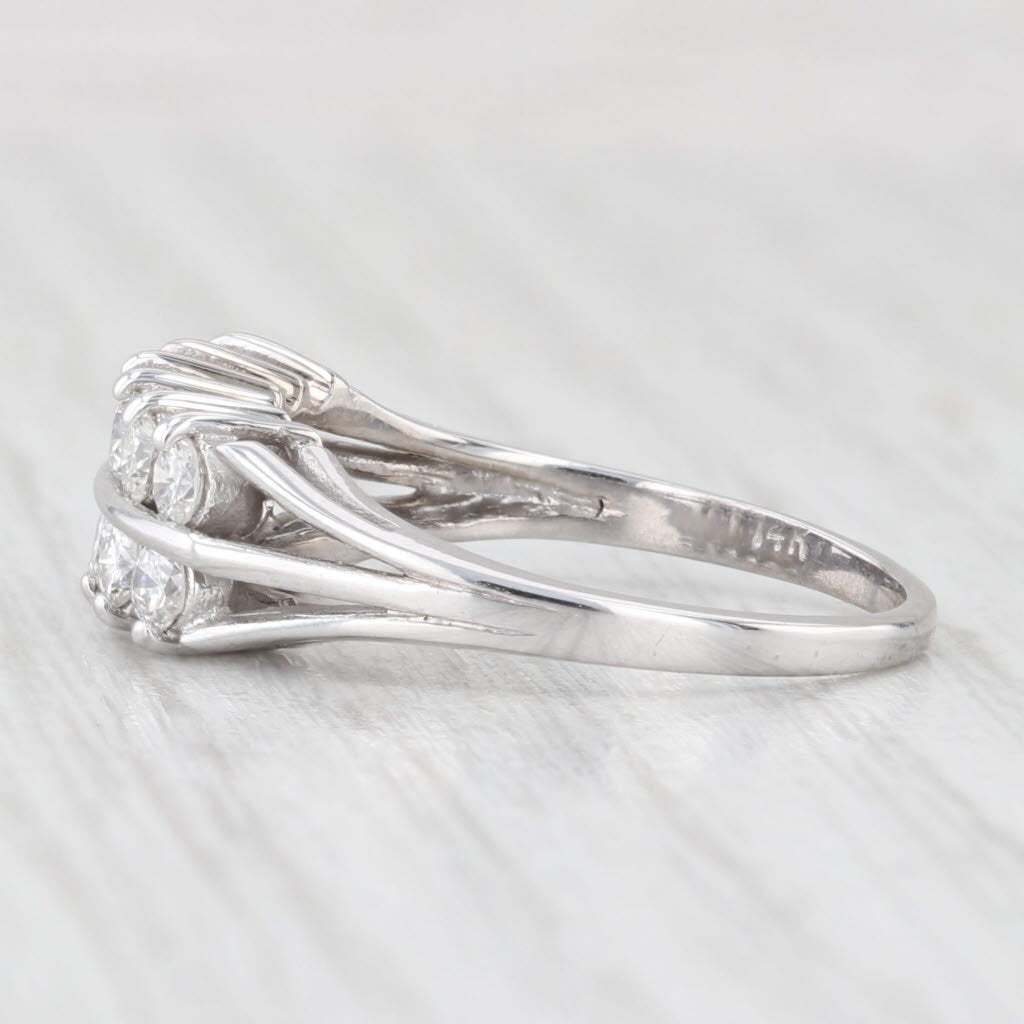 Light Gray 0.75ctw Diamond 2-Row Ring 14k White Gold Size 8 Wedding Anniversary