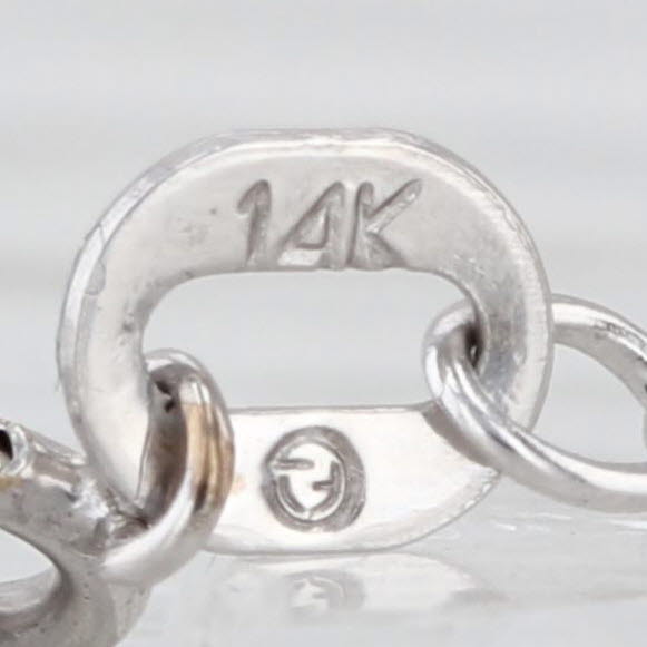 Bead Chain Necklace 14k White Gold 18" 1mm