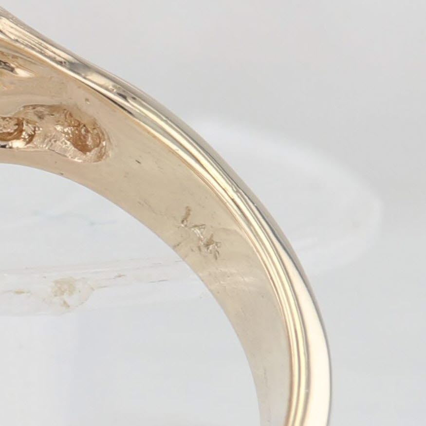 Light Gray Bamboo Double Band Ring 14k Yellow Gold Size 6.75 Textured Finish