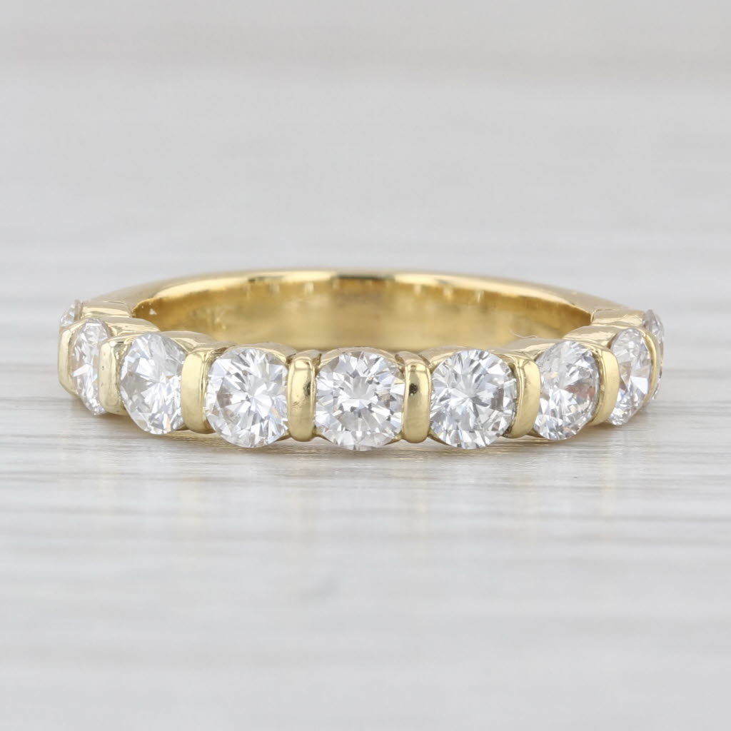 1.26ctw Diamond Wedding Anniversary Band 18k Yellow Gold Sz 5.25 Stackable Ring