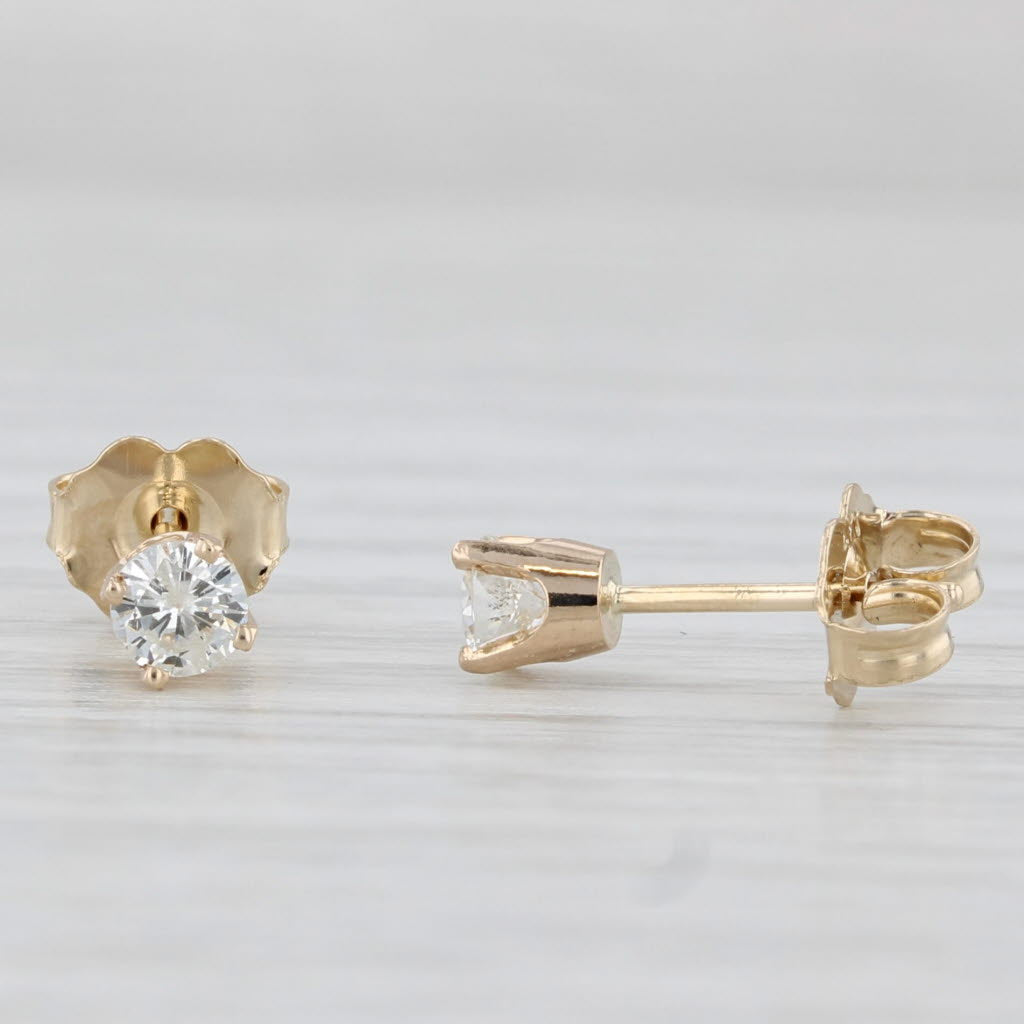 Light Gray 0.35ctw Diamond Stud Earrings 14k Yellow Gold Round Solitaire Studs