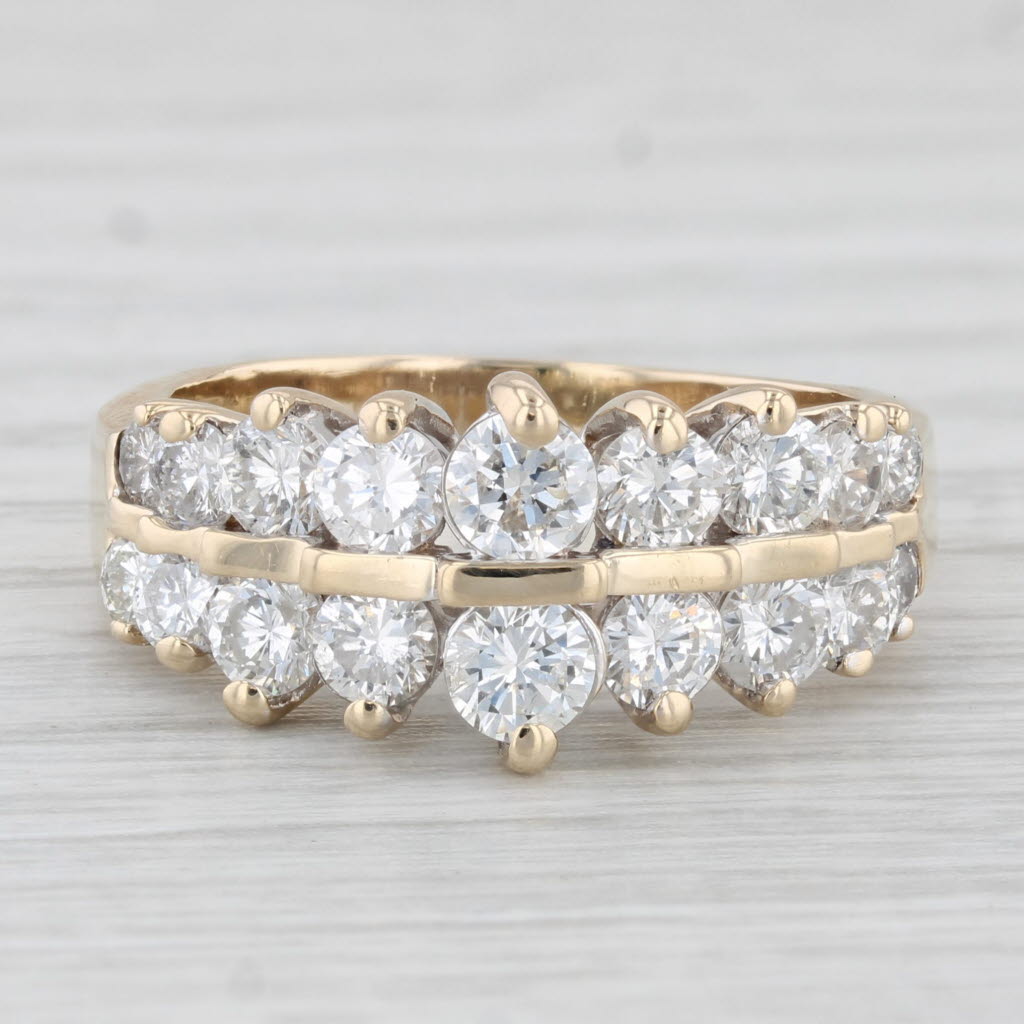 Light Gray 2ctw Diamond Tiered Ring 14k Yellow Gold Size 7.25 Wedding Anniversary