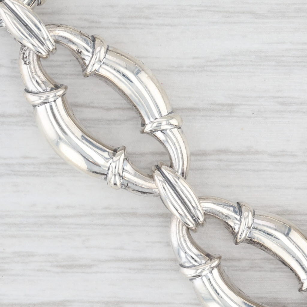 Light Gray Scott Kay Amethyst Chunky Link Bracelet Sterling Silver 5.75" 15.8mm
