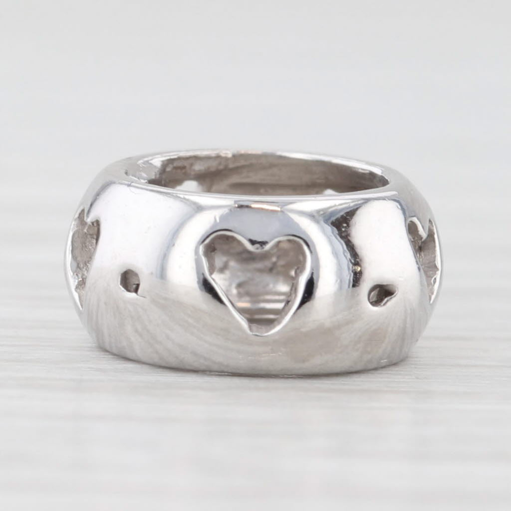 Light Gray New Heart Cutout Slide Bead Spacer Charm 14k White Gold