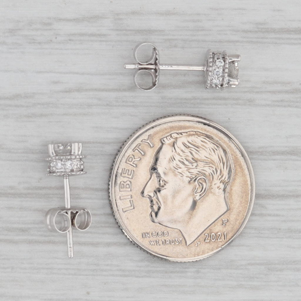 Gray 0.48ctw Diamond Halo Stud Earrings 14k White Gold