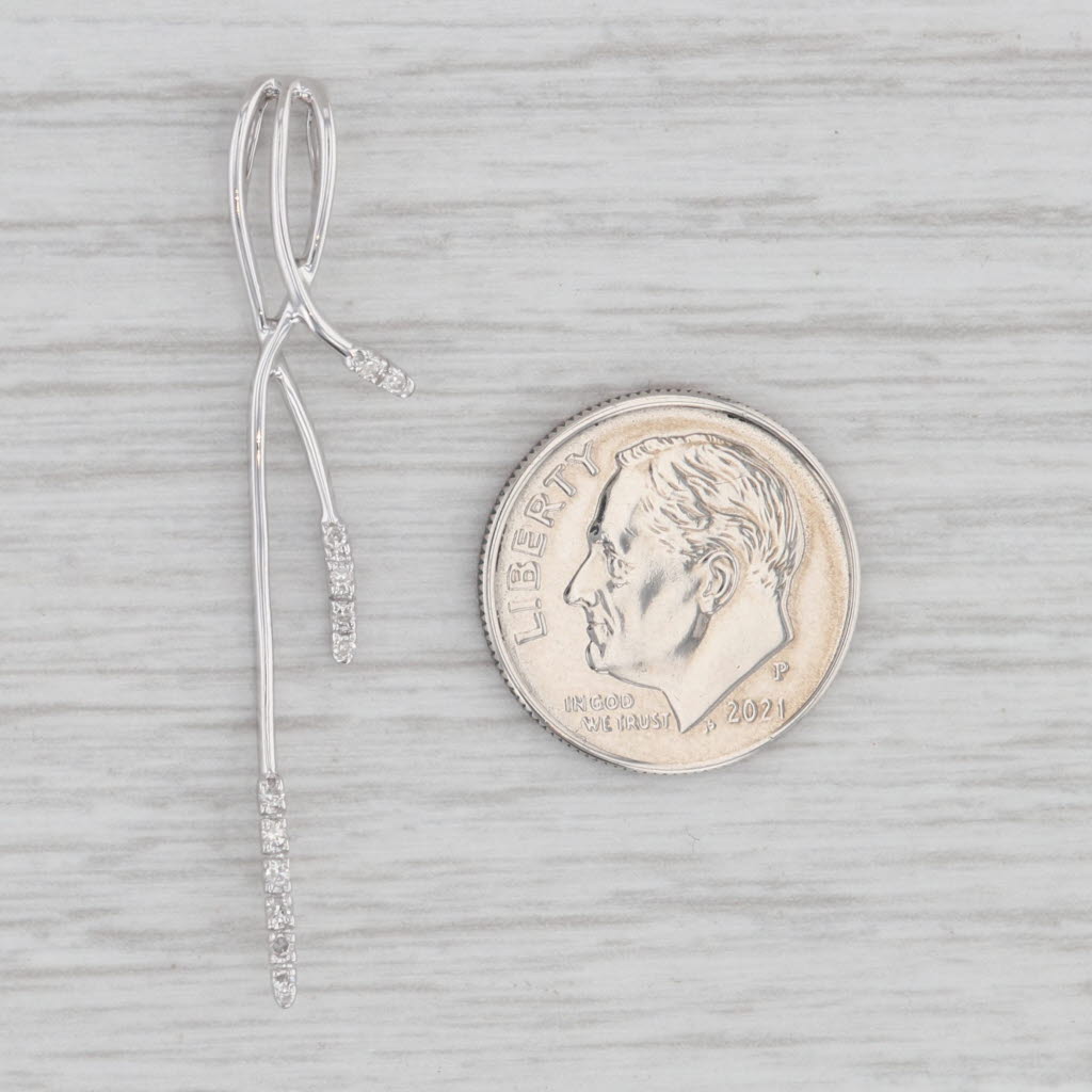 Light Gray Diamond Accented White Gold Drop Pendant 10k