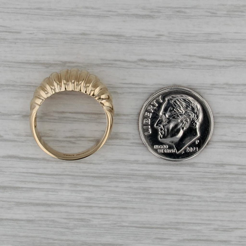 Domed Beveled Croissant Ring 14k Yellow Gold Size 6.25