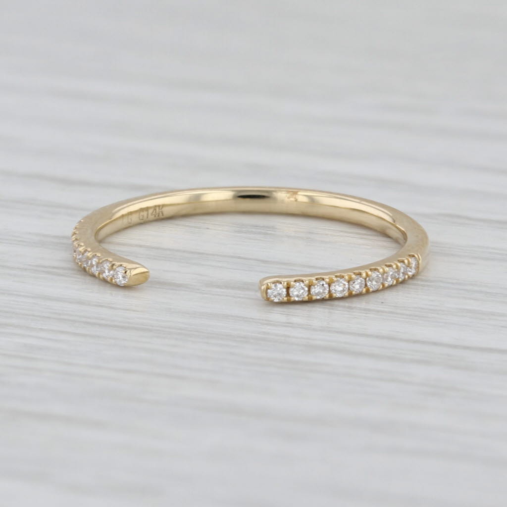 New 0.09ctw Lab Grown Diamond Wedding Band 14k Gold Adjustable Stackable Ring