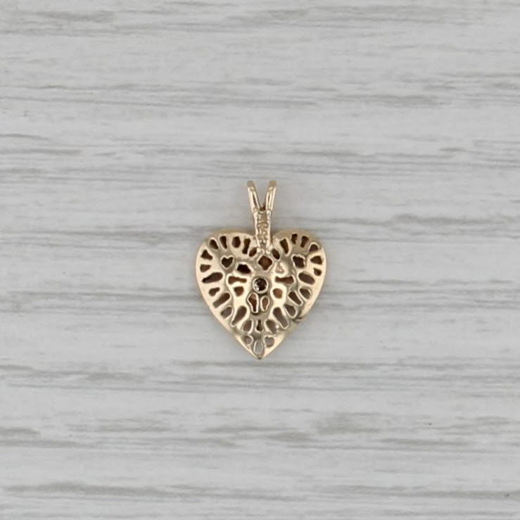 Diamond Accented Heart Pendant 14k Yellow Gold Small Drop