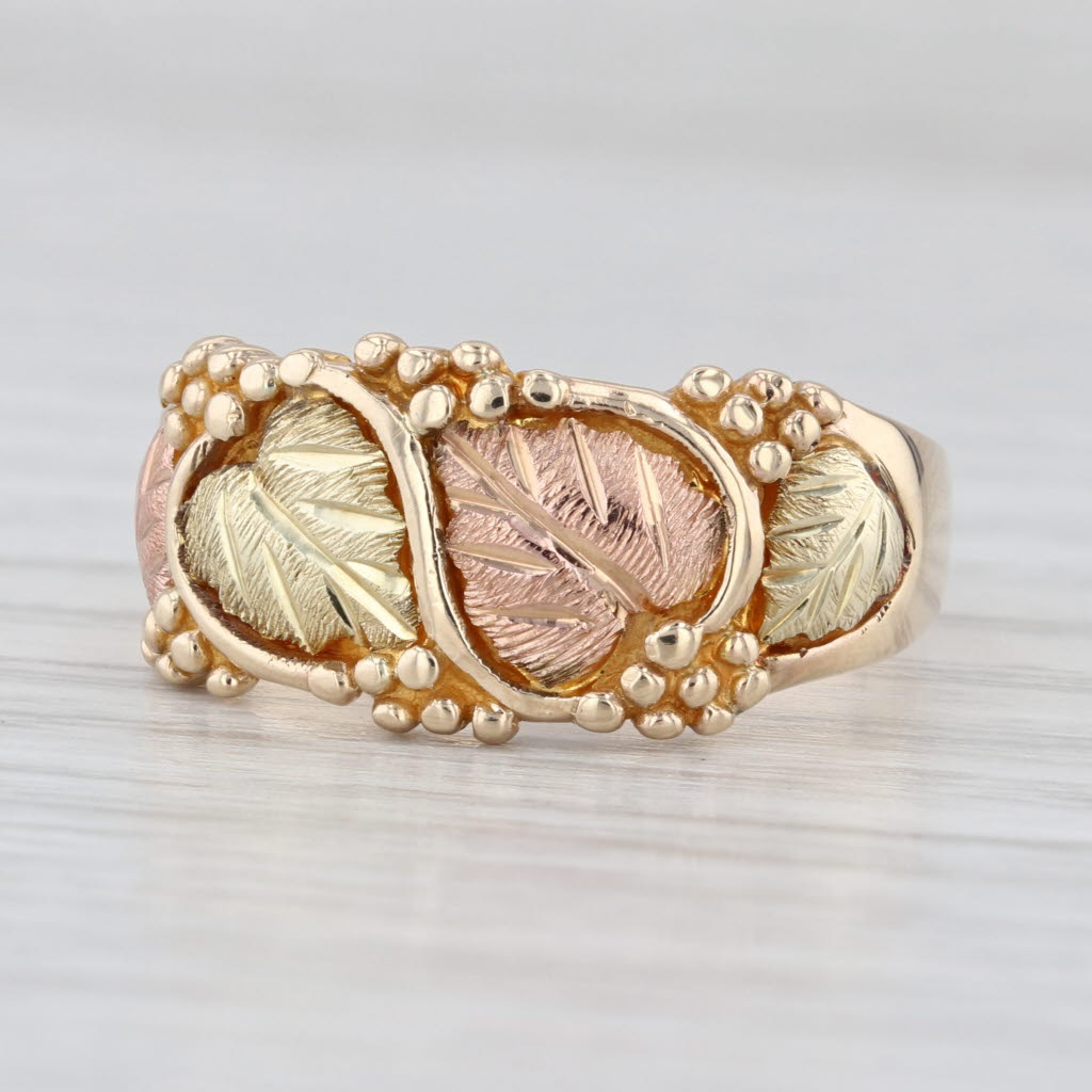 Landstroms Black Hills Gold Leaf Ring 10k Yellow Rose Green Gold Size 8.5