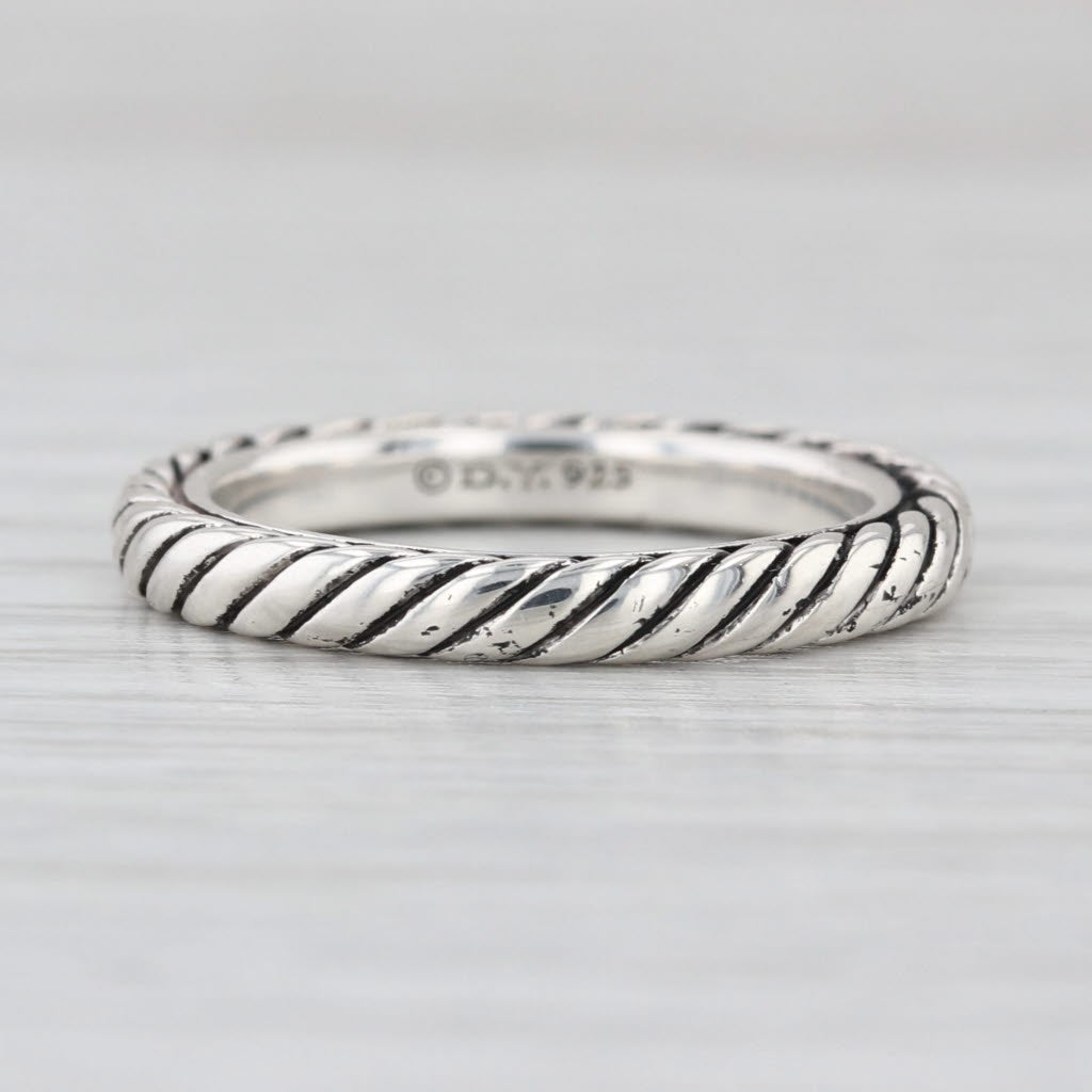 David Yurman Classic Cable Chain Ring Sterling Silver Size 6.25 Band Stackable