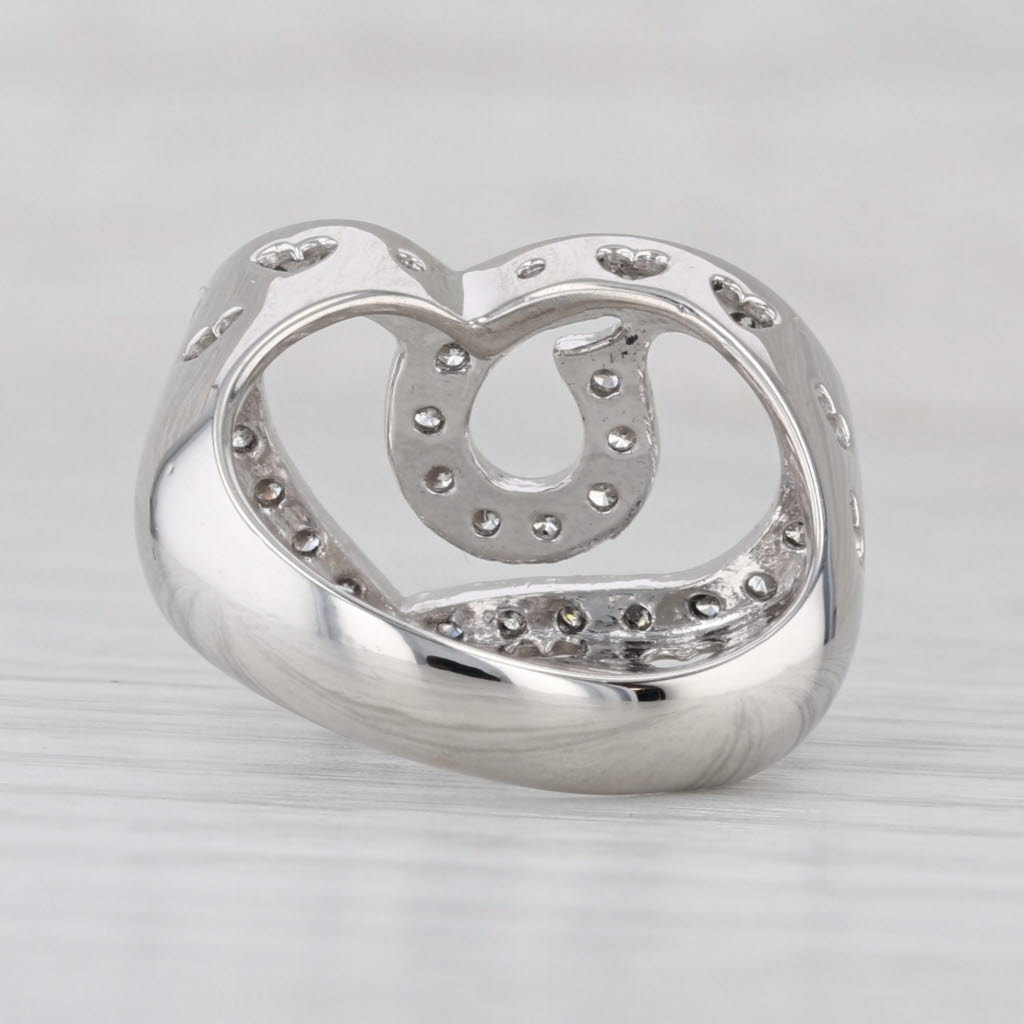 0.33ctw Diamond Interlocking Open Hearts Ring 900 Platinum Size 6.75 Cocktail