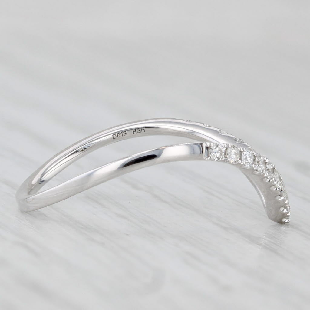 Light Gray New 0.19ctw Diamond Contoured V Wedding Band 14k Gold Stackable Anniversary Ring