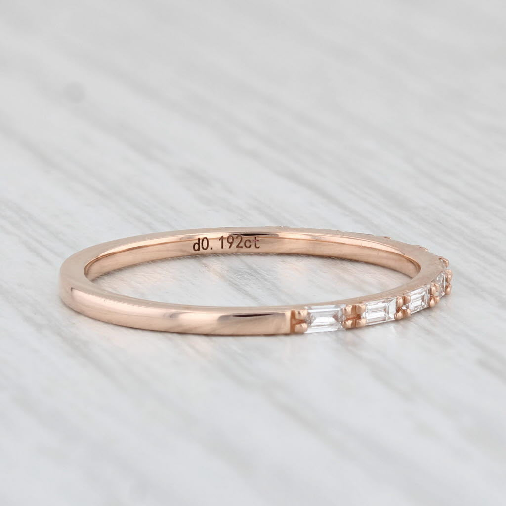 Light Gray New 0.19ctw Diamond Ring 14k Rose Gold Wedding Band Stackable Size 6.5