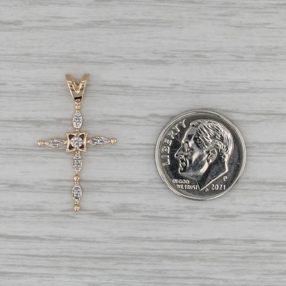 Diamond Accented Cross Pendant 14k Yellow Gold