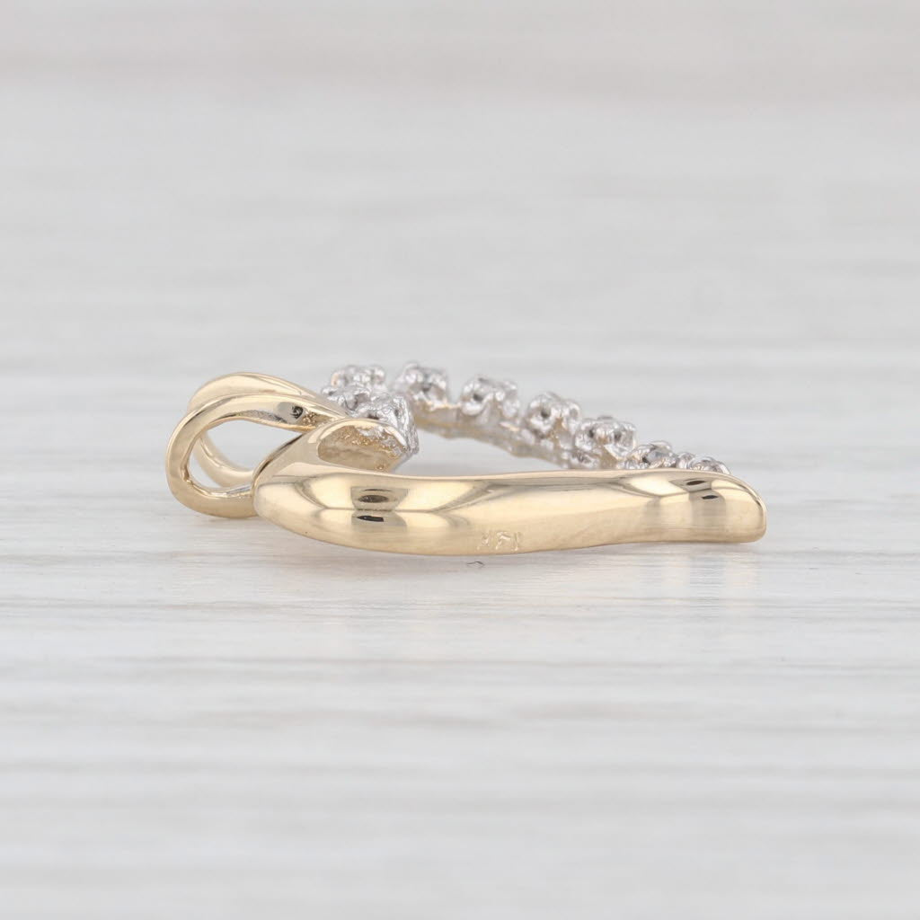 Light Gray Small Diamond Open Heart 14K Yellow Gold