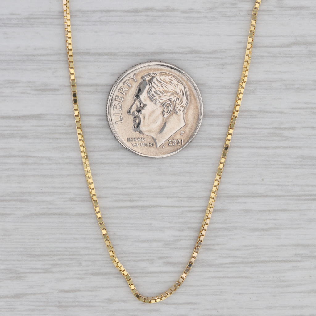 Gray 24" Box Chain Necklace 14k Yellow Gold 1.1mm
