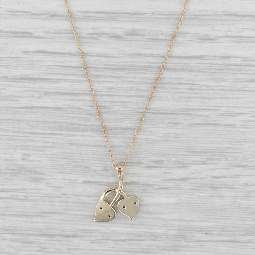Diamond Leaf Hearts Flower Pendant Necklace 14k Gold 18.75" Rope Chain