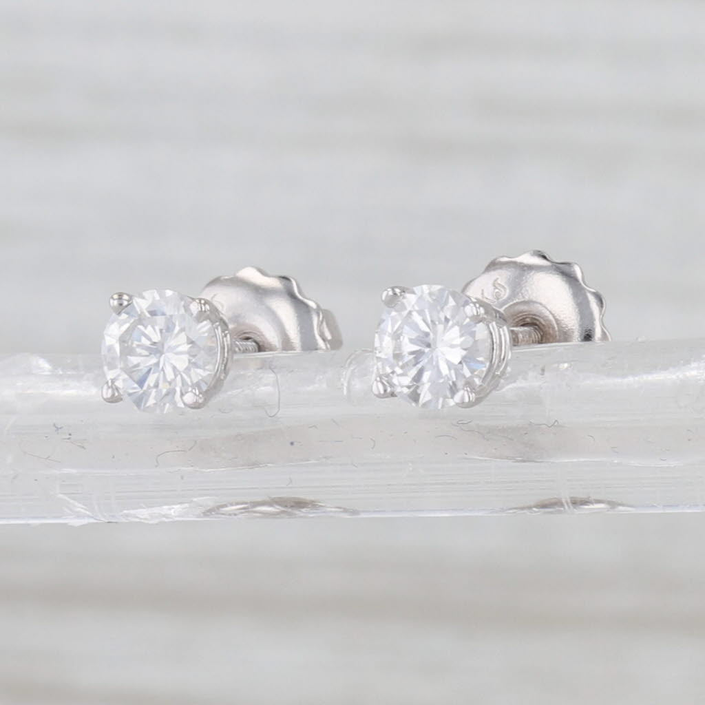 0.48ctw Diamond Round Solitaire Stud Earrings 14k White Gold Screw Back Studs