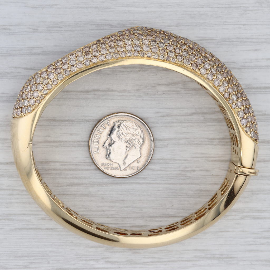 Gray Roberto Coin Capri Plus 15.21ctw Pave Champagne Diamond Bangle Bracelet 18k Gold