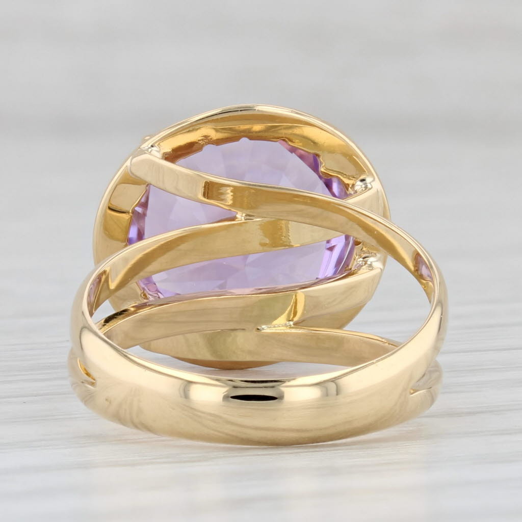 Gray 6.56ctw Round Amethyst Diamond Halo Ring 18k Yellow Gold Size 6.5 Cocktail