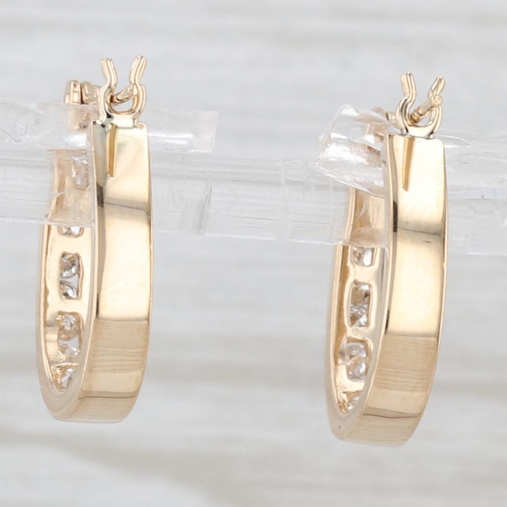 Light Gray 0.24ctw Diamond Hoop Earrings 14k Yellow Gold Snap Top Oval Hoops